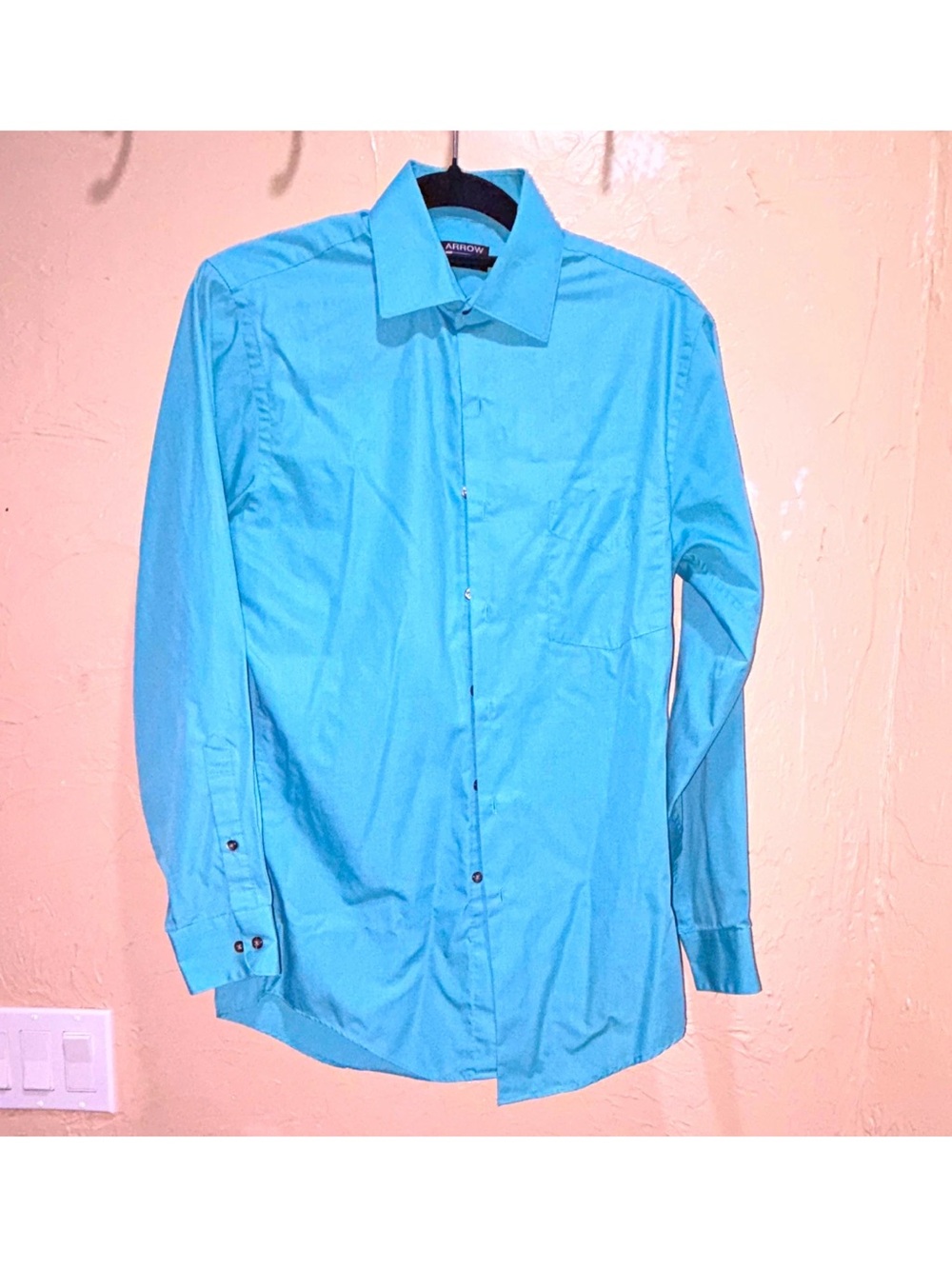 Arrow Wrinkle Resistant Blue Solid Dress Shirt 14.5 32/33 Fitted